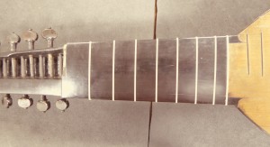 New frets on an archlute - front view