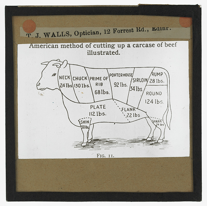 'American Method of Cutting Up a Carcass of Beef Illustrated'.