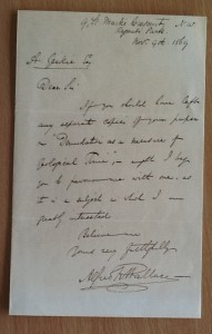 Letter from Alfred Russel Wallace to Archibald Geikie, 1869