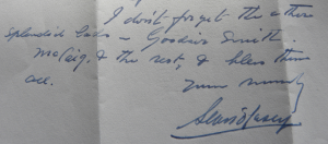 Signature of Sean O'Casey on a letter dated 24 April 1958 to Ian Holroyd, Editor of 'The Jabberwock'. Coll-1611.