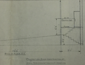 Proposed layout for the new Cinema, 1956. In the Salvesen Archive, C5. Box 2.