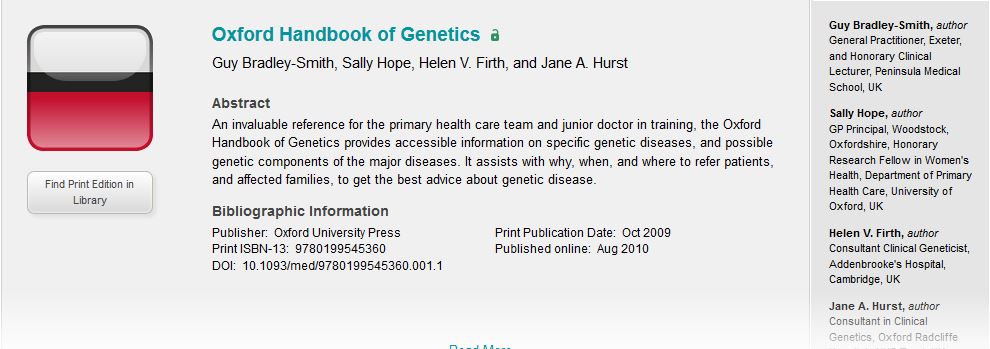 Oxford Handbook of Genetics