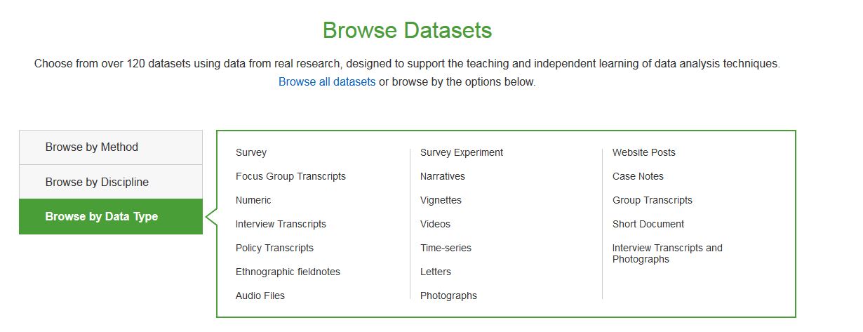 Datasets screenshot