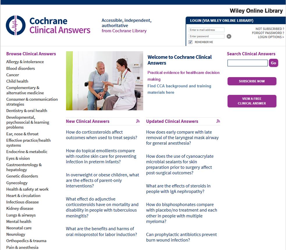 Cochrane Clinical Answers homepage