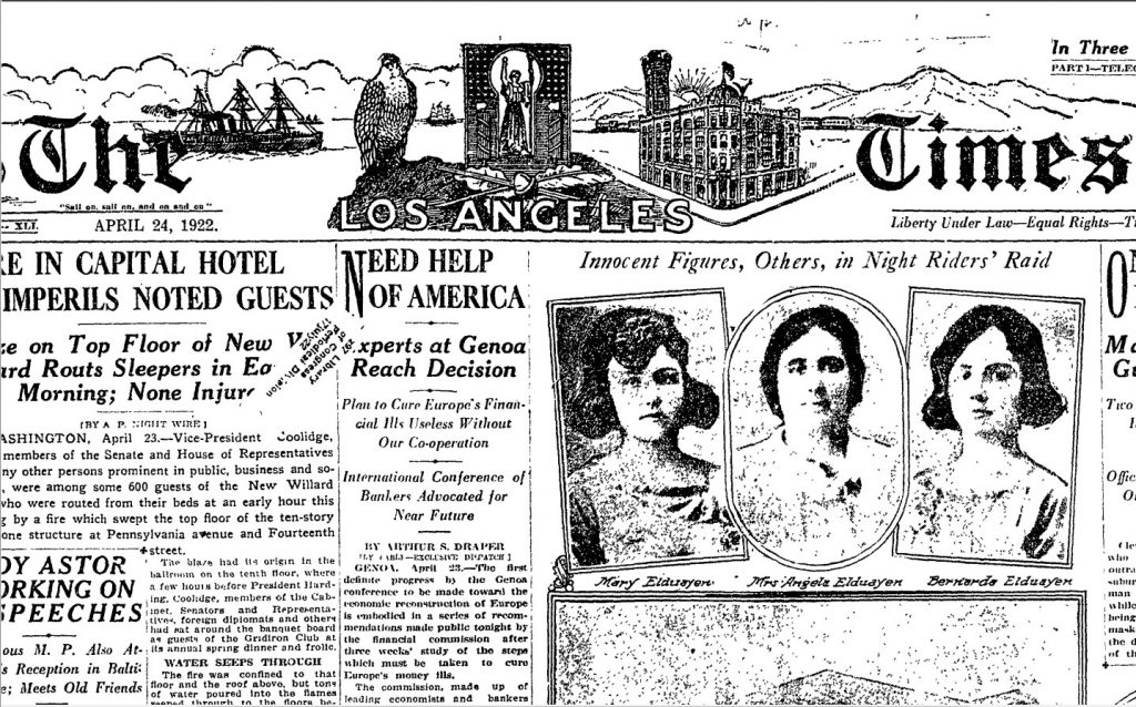 Screenshot from Los Angeles Times (1886-1922); Apr 24, 1922; ProQuest Historical Newspapers: Los Angeles Times.