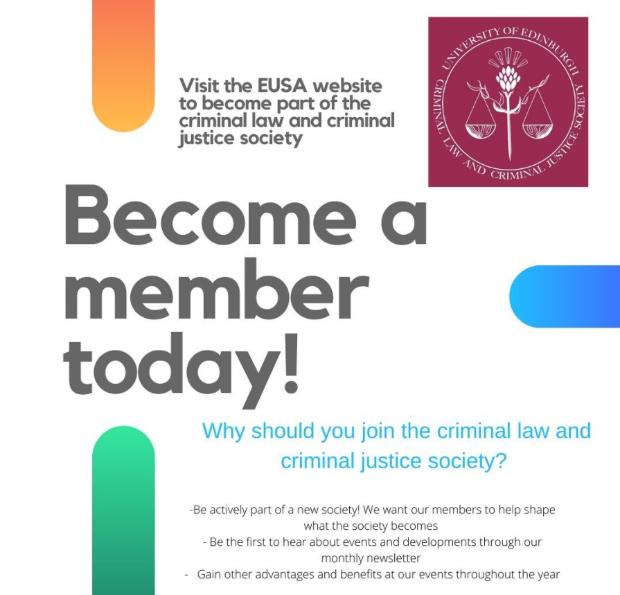 A white slide with grey writing in the middle saying 'become a member today'. Decorative coloured markings feature around the edge of the image and the society logo is in the top right hand corner of the picture.