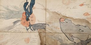 Detail of a hand-drawn watercolour map of Mount Etna from the Sir Charles Lyell archive (Ref: Coll-203/Uncat).
