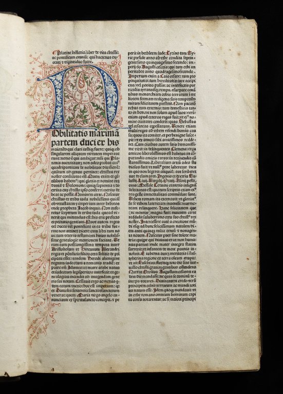 Platine historici liber de vita Christi ac pontificum omniu : qui hactenus ducenti et vigintiduo fuere. New College Library, Inc. 66