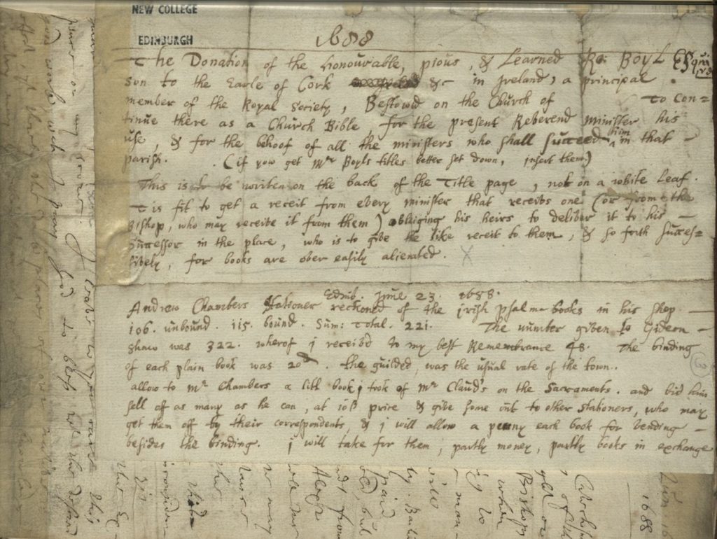 Letter referring to Robert Boyle's support