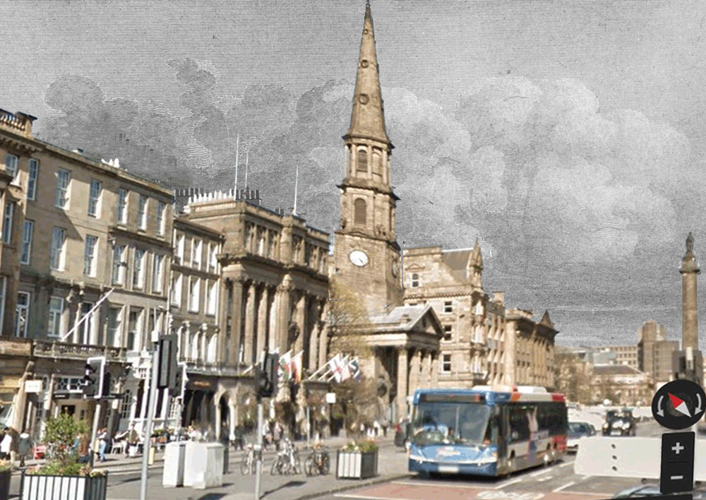George Street, St. Andrew's Church and Ld. Melville's Monument, Edinburgh, 2016.