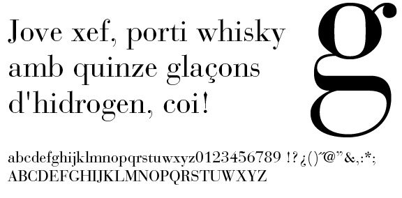 Sample letters of Bodoni font