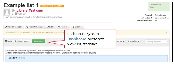 Screenshot of where to find the Dashboard button on your resource list.