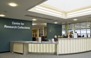 Centre for Research Collections Reception Desk, Main Library, October 2008.