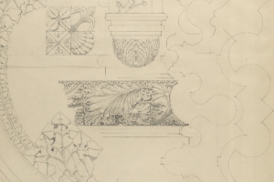 Architectural mouldings drawn by George McDonald Sutherland. Coll-1319.