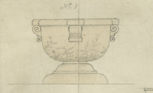 From a drawing of urns done by George McDonald Sutherland. Coll-1319.