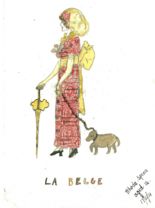 Picture of 'La Belge' by a 14-year old girl from Edinburgh, and made from postage stamps, 1914. In the file 'Letters from children for possible publication' in the file 'Everyman Belgian Relief Fund, 1914-1916'. Sarolea Collection 77, Coll-15.
