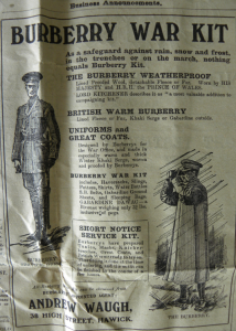Burberry advertisement, in the 'Hawick Express & Advertiser and Roxburghshire Gazette' on p.2. (Sarolea Collection 80, Coll-).
