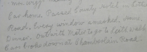 Descriptive notes from the diary kept by Archibald H. Campbell and telling the story of the Zeppelin attack (Coll-221).