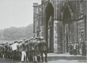 Donington Hall - German officers assembling for roll-call (Centre for Research Collections, RB.P.1034)