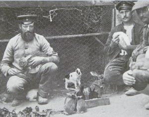 Dorchester Camp - prisoners and their pet rabbits (Centre for Research Collections, RB.P.1034)
