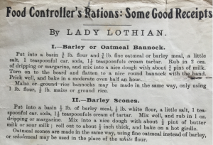 'Some Good Receipts' from Lady Lothian