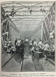 Russians preparing to blow up a bridge in order to hinder the German advance on Warsaw, in Part 61, Volume 5, p.329.