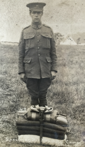 Specimen 'kit' displayed by a Sergeant at Stobs Camp, 1914. Album in EUA. Acc.99/017.