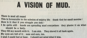 The poem, 'A vision of mud' by Helen Saunders in 'Blast', issue 2, July 1915, in the A. H. Campbell Collection.