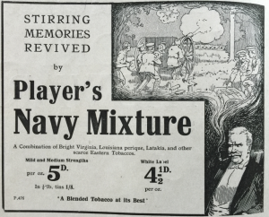 Tobacco advertisement from the cover of one of the weekly issues of 'The History', in Part 21, Volume 2.