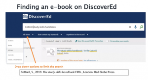 Image showing how you can limit searches on DiscoverEd