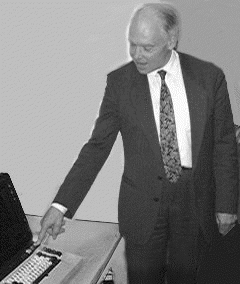 Secretary to the University, Martin Lowe, switching off final IBM mainframes in October 1995