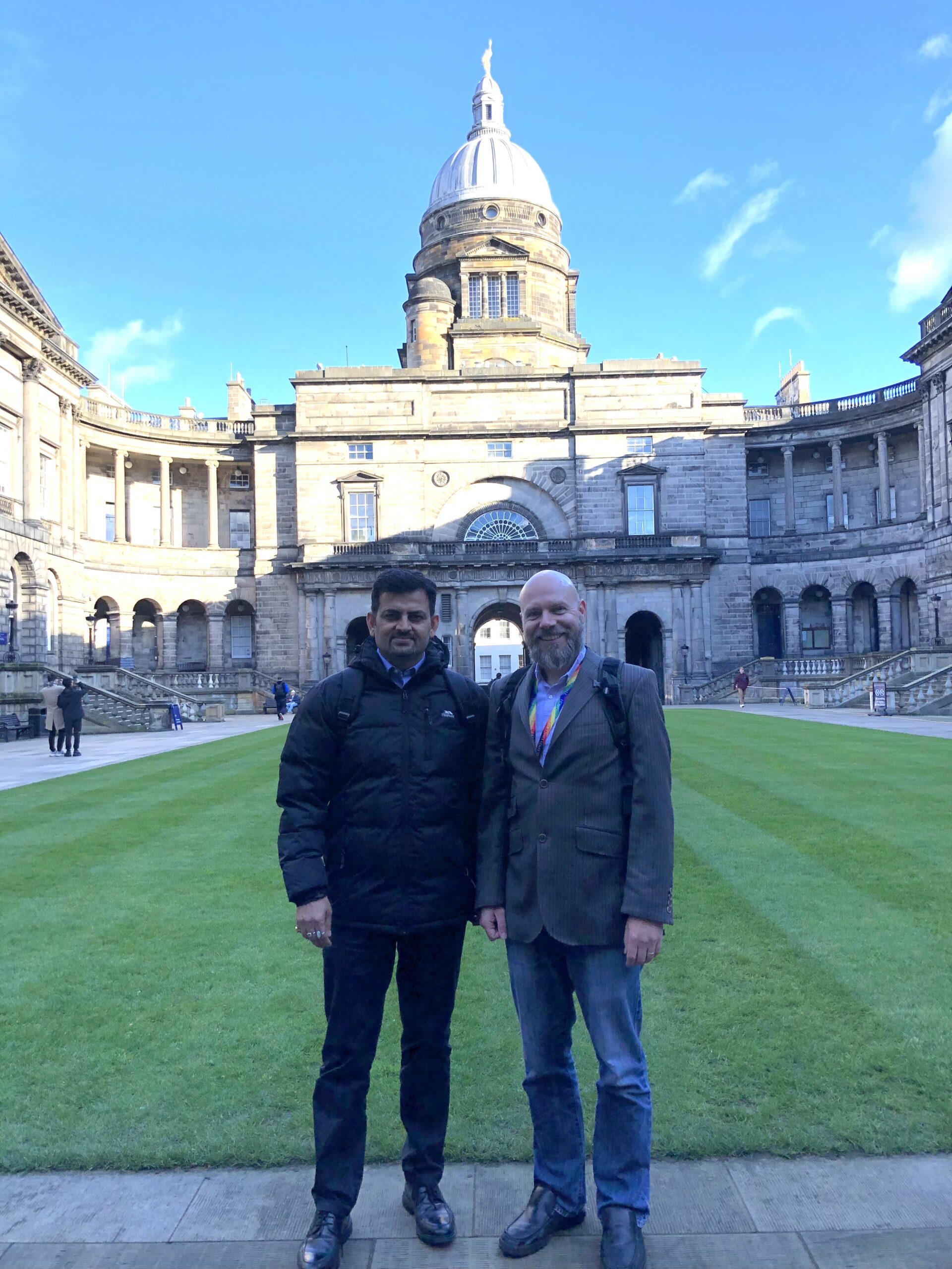 2 men in the Old Quad, University of Edinburgh