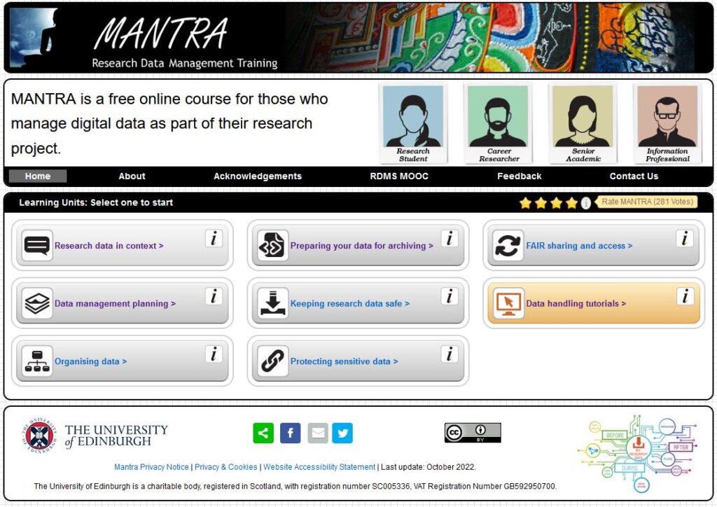 Screenshot of the MANTRA resource