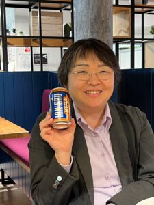 Professor Ishita enjoys an Irn-Bru.