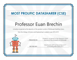 The certificate awarded to Professor Euan Brechin