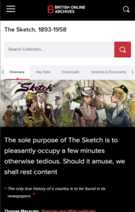 Screenshot of homepage from 'The Sketch, 1893-1958'.