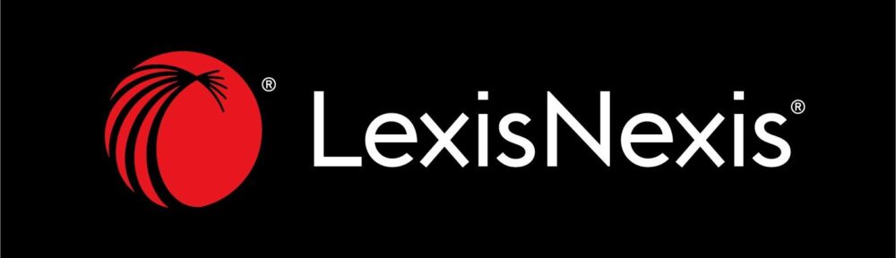 LexisNexis logo - red globe shape on the left, LexisNexis written in white all on a black background.
