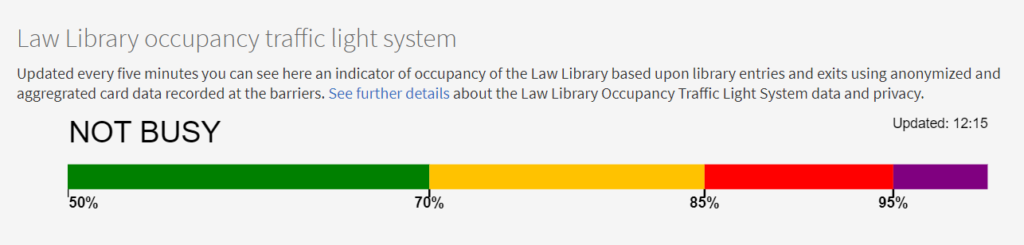 Screenshot of the traffic light occupancy bar which is displayed on the Law Library Locations webpage.