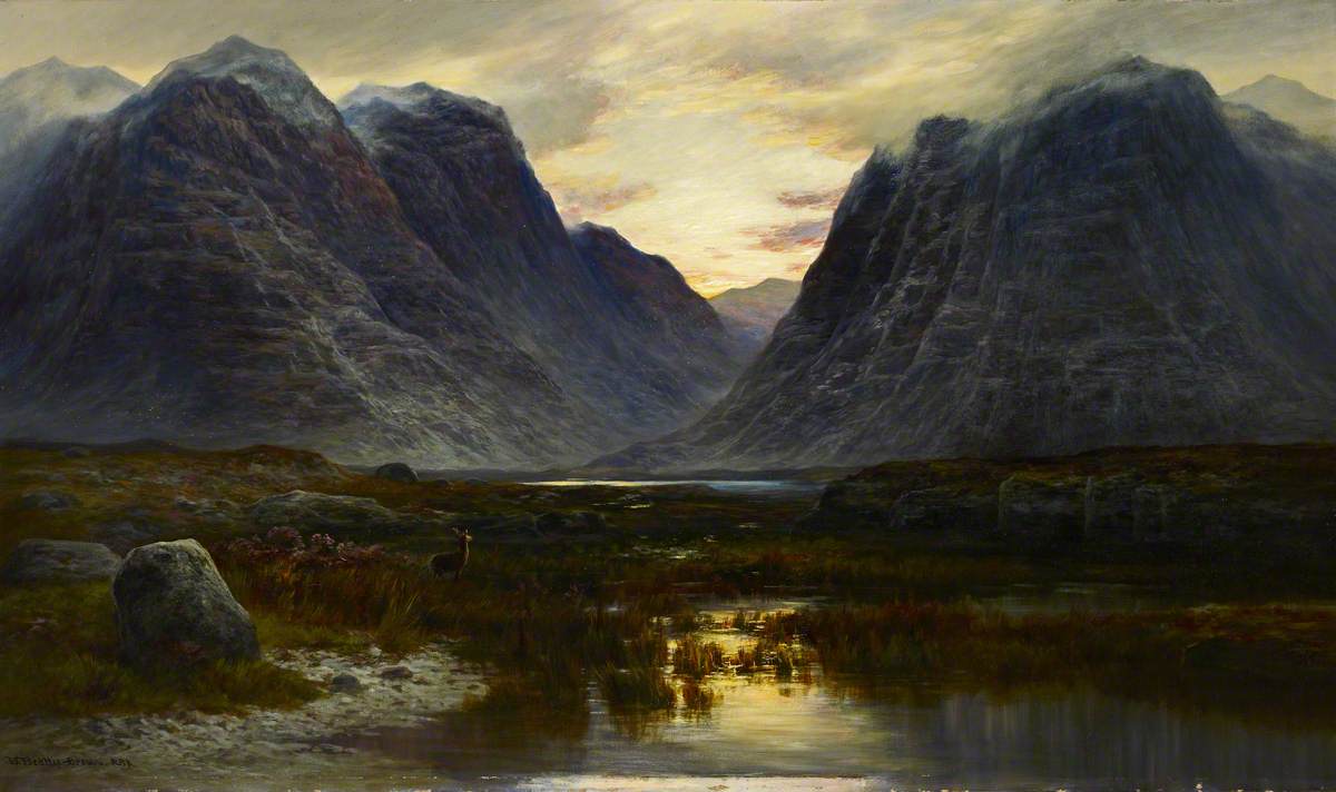 Brown, William Beattie; Coire-na-Faireamh, in Applecross Deer Forest, Ross-shire; 1883-84. Royal Scottish Academy of Art & Architecture; http://www.artuk.org/artworks/coire-na-faireamh-in-applecross-deer-forest-ross-shire-186783
