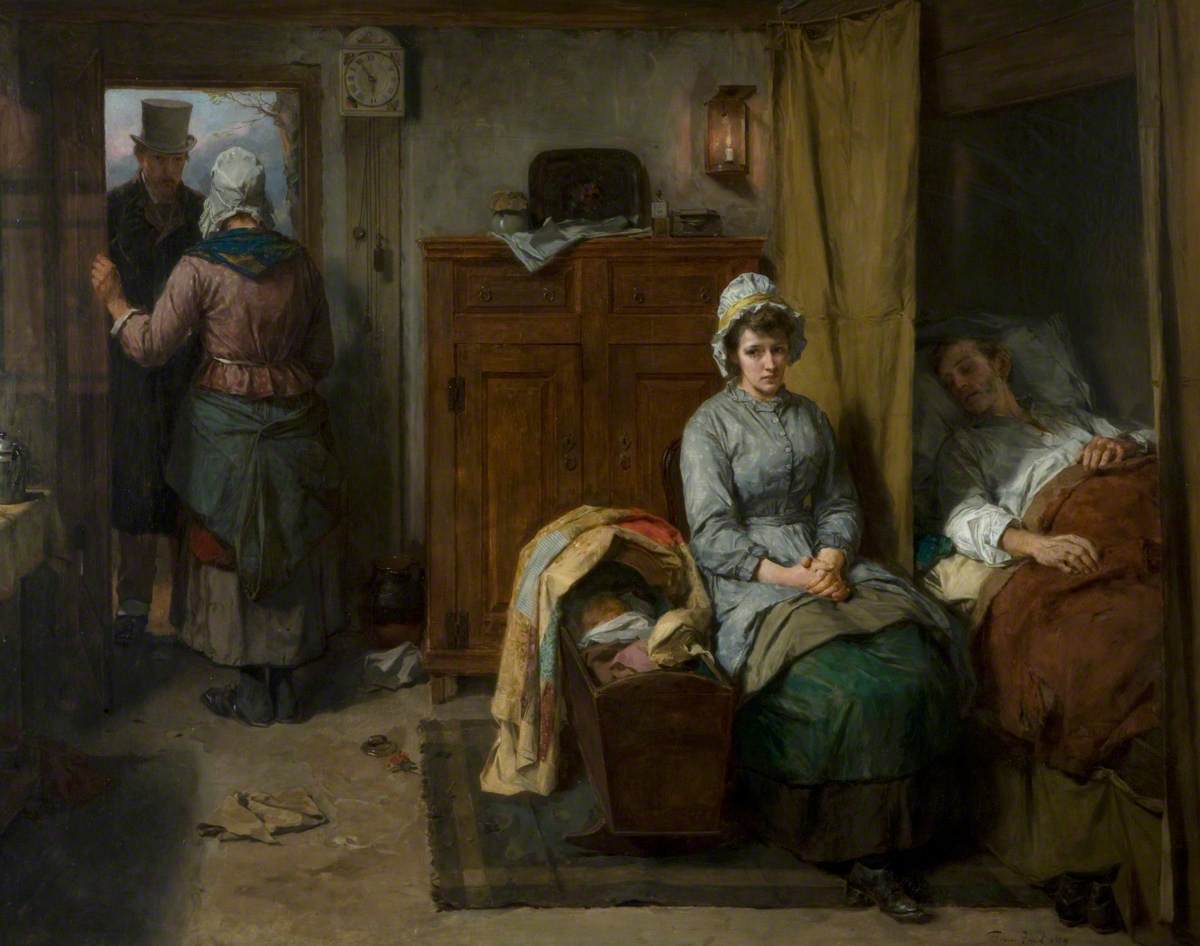 Painting called 'The Doctor's Visit' by Thomas Faed, 1889. Queen's University, Belfast; http://www.artuk.org/artworks/the-doctors-visit-168946
