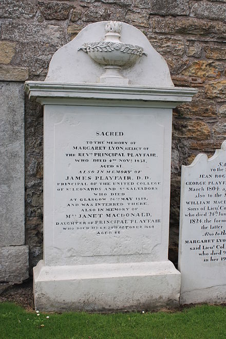The memorial to Rev James Playfair, St Andrews Cathedral churchyard