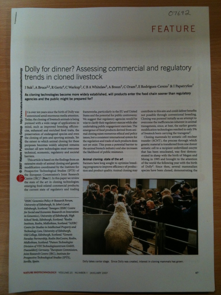 roslin institute Towards Dolly