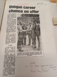 Image shows Newspaper Article on Access Course Launch
