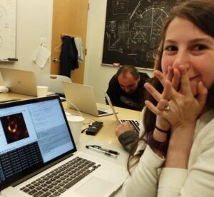 Picture of Katie Bouman at her laptop