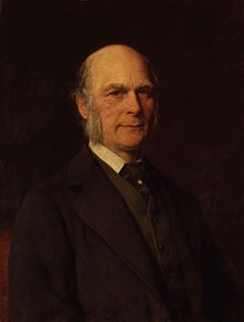 Dark portrait of Francis Galton