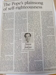 Times newspaper critique of the Pope John Paul 11