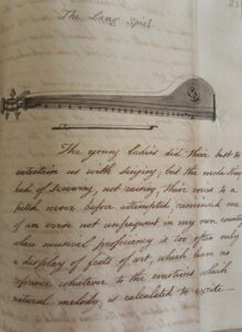 A drawing of a langspiel and Harriet Holmes thought on it